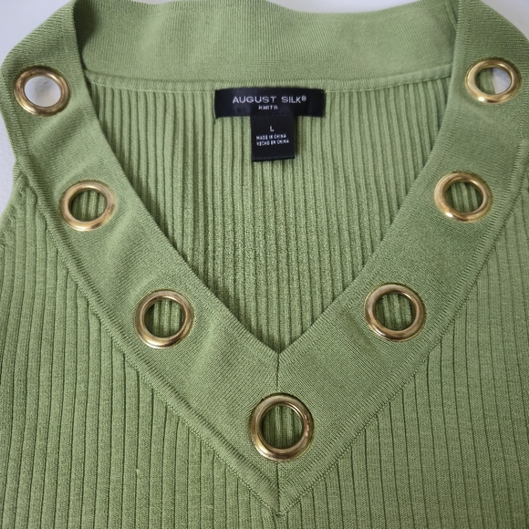 August Silk Green Ribbed Embellished Tank Top - Picture 5 of 9